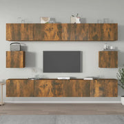 Set di Mobili Porta TV 6 pz Rovere Fumo in Legno Multistrato cod mxl 10166