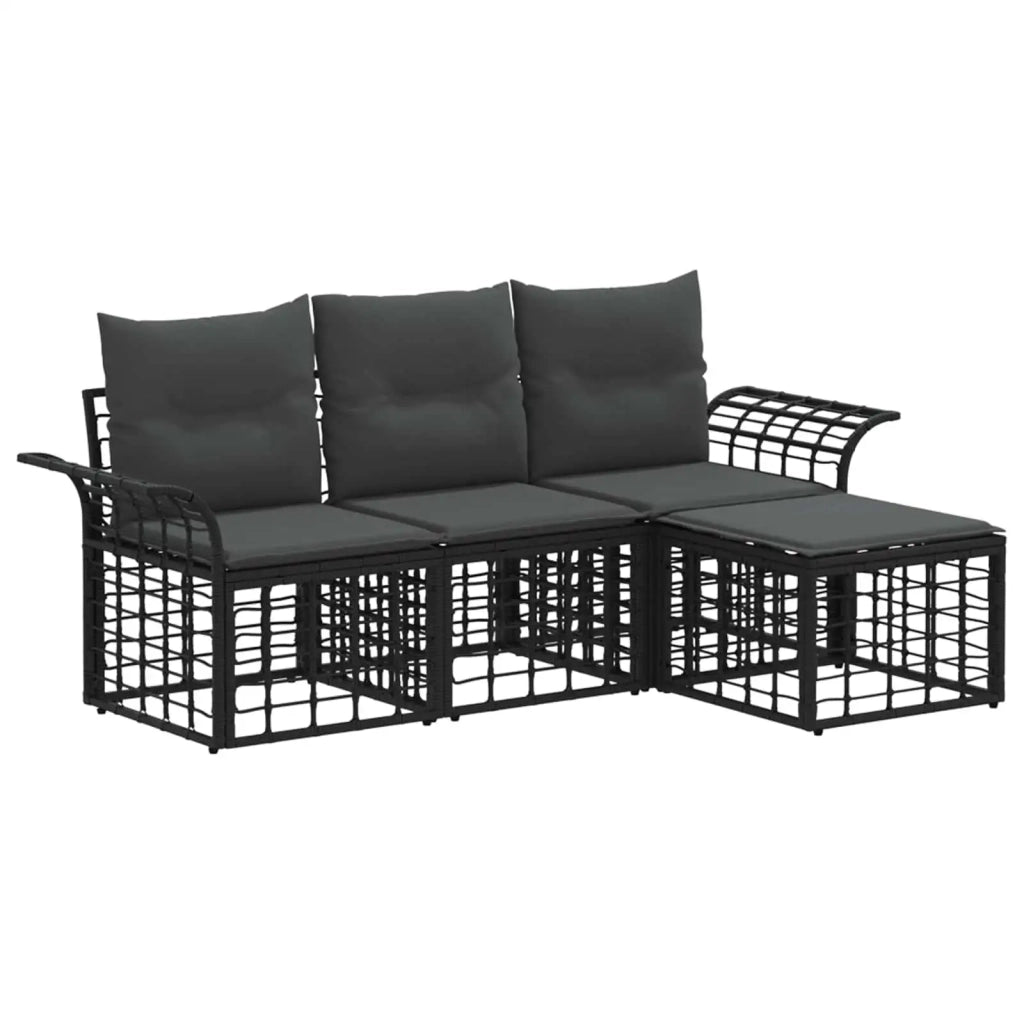 Set di divani da esterno 4 pcs Nero e Grigio scuro Poliestere 3437675