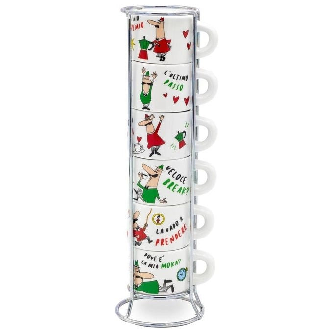 Bialetti L'Omino Italiano tazza Multicolore Espresso 6 pz