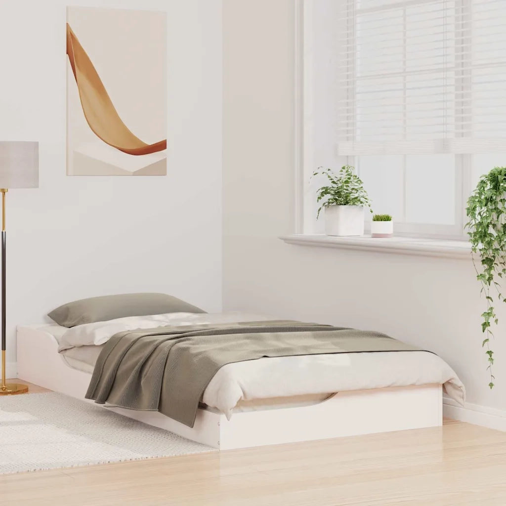 Struttura del letto Bianco 90 x 190 cm Pino massello 873395