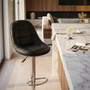 Sgabello Moderno per Sala da Pranzo in Ecopelle Metallo cm 59x55x116 - SHAW