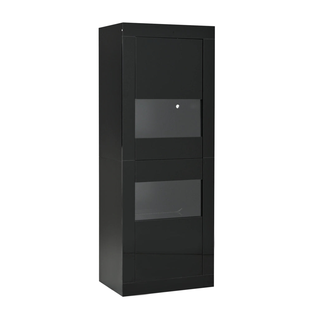 Vetrina a pavimento nera con LED e ripiani in vetro 61x42x162 cm