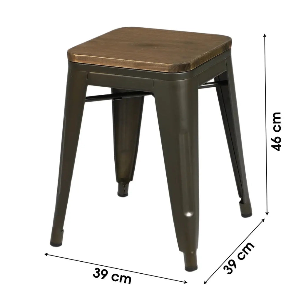 Set di 4 sgabelli in stile industriale in metallo, colore grigio - Collezione FACTORY.