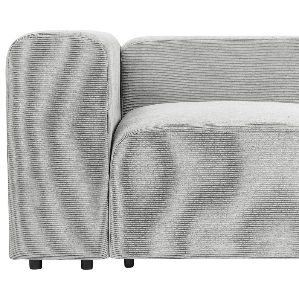 Divano componibile a 2 posti rivestito con velluto grigio stile moderno