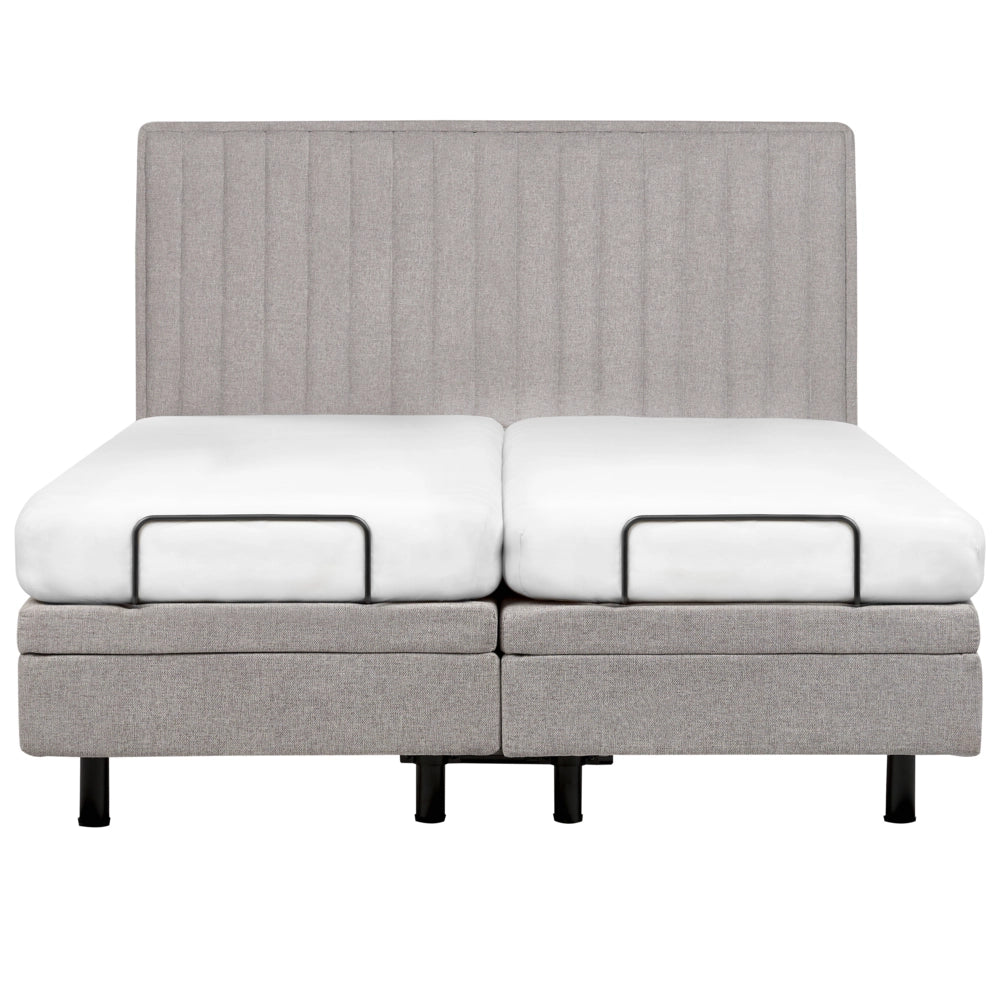 Letto Tessuto Grigio Chiaro Elettrico Regolabile con Telecomando 160 x 200 cm