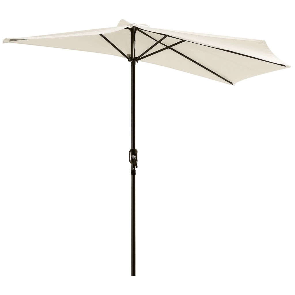 Ombrellone da Giardino Semicircolo con Manovella ¨C zephmum ¨C 293x150 cm Crema