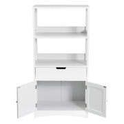 Armadietto in legno da cucina con cassetto e mensola, Armadio con 2 ante multiuso per cucina e soggiono Bianco-Scaffali e librerie