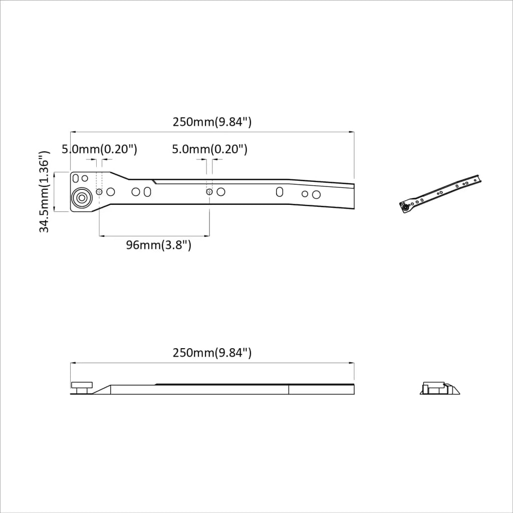 Scorrevole per cassetti 2 pz Bianco 250 mm Acciaio CFW7383818