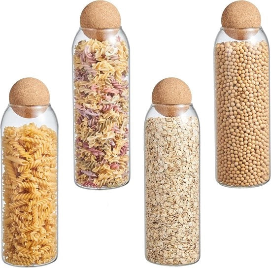 Set di contenitori in vetro trasparente - 4 pezzi - 15L - Ideale per tè, caramelle e caffè