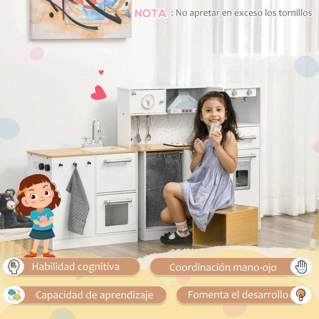Cucina Giocattolo in Legno per Bambini ¨C zephmum ¨C Bianco con Luci e Suoni
