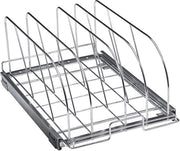 Rack di Cottura Estensibile con Supporto Inferiore per Organizzare Piatte e Piani di Cottura - 125 cm - Supporto per Piatti e Piani di Cottura in Acciaio - Organizzatore per Cucina e Armadio