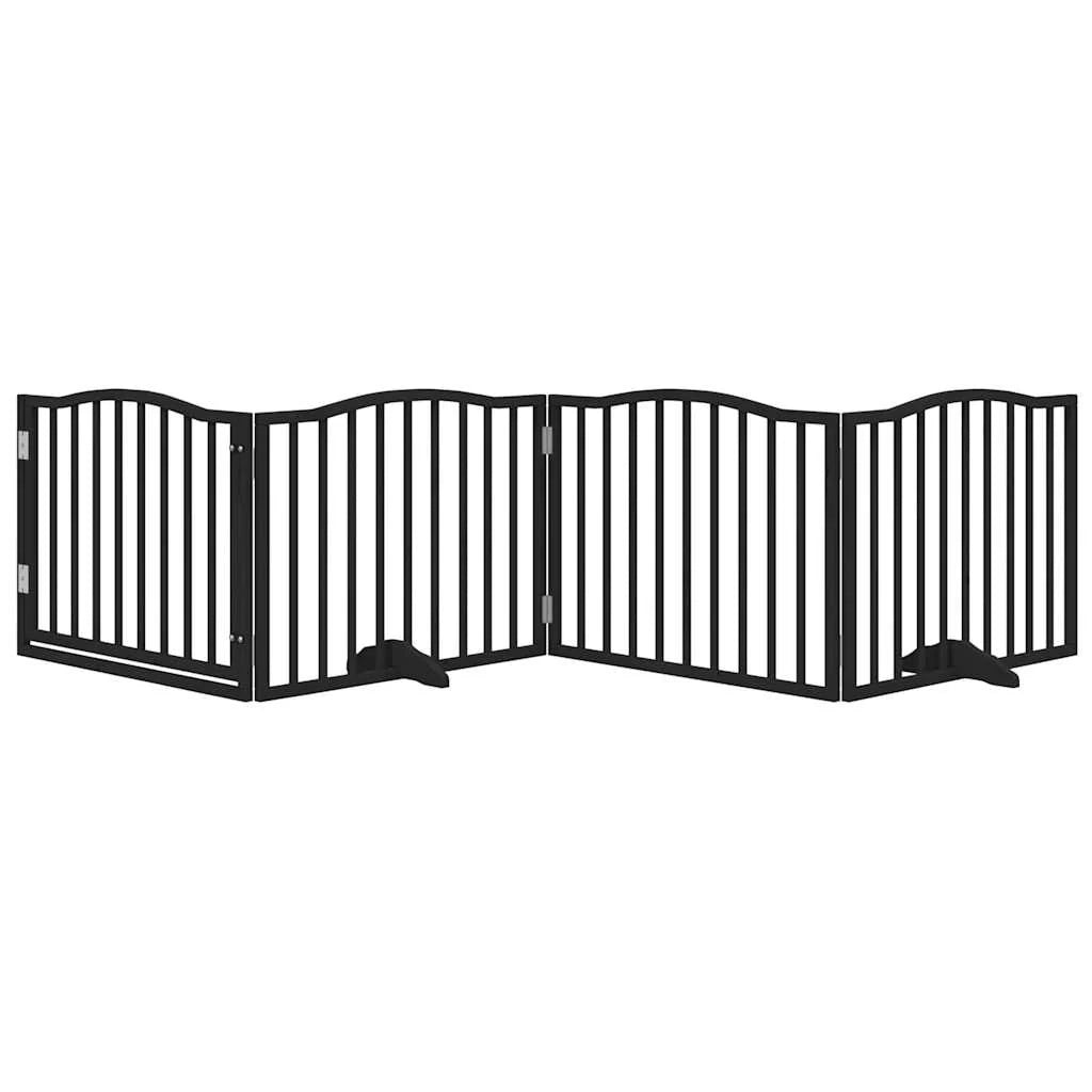 Cancelletto e porta di sicurezza per animali domestici 4 pannelli legno di pioppo nero 02_0023352