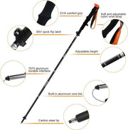 Stecchi per trekking, opvouibili, per Nordic Walking, in alluminio 7075, telescopici, regolabili, per escursionismo, camminata, con tasca da trasporto e manico in EVA.