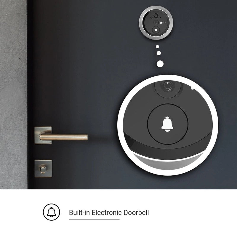 Videospioncino smart con campanello. Visione notturna. Batteria ricaricabile. Rilevazione del movimento. EZVIZ DP2C