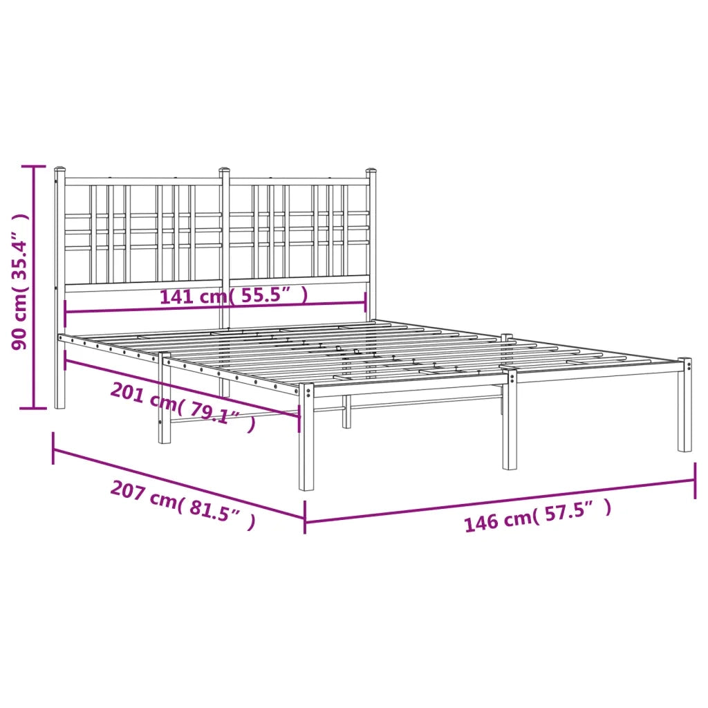 Giroletto con Testiera-Struttura Letto con testiera Metallo Bianco 140x200 cm 161405