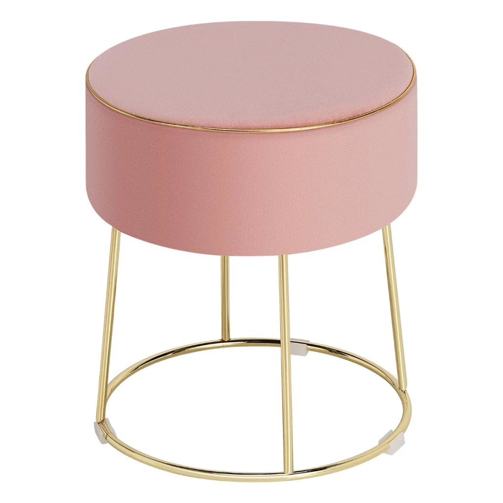 Sgabello da toilette rotondo in velluto 34 x 34 x 41 cm multifunzionale design moderno velluto rosa 20_0014183