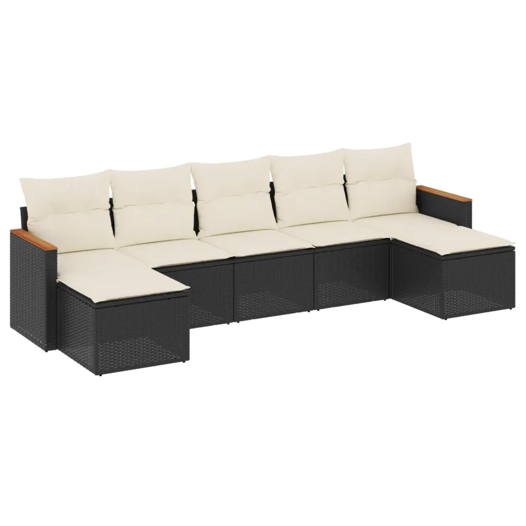 Set Divani da Giardino con Cuscini 7pz Nero Polyrattancod mxl 89096