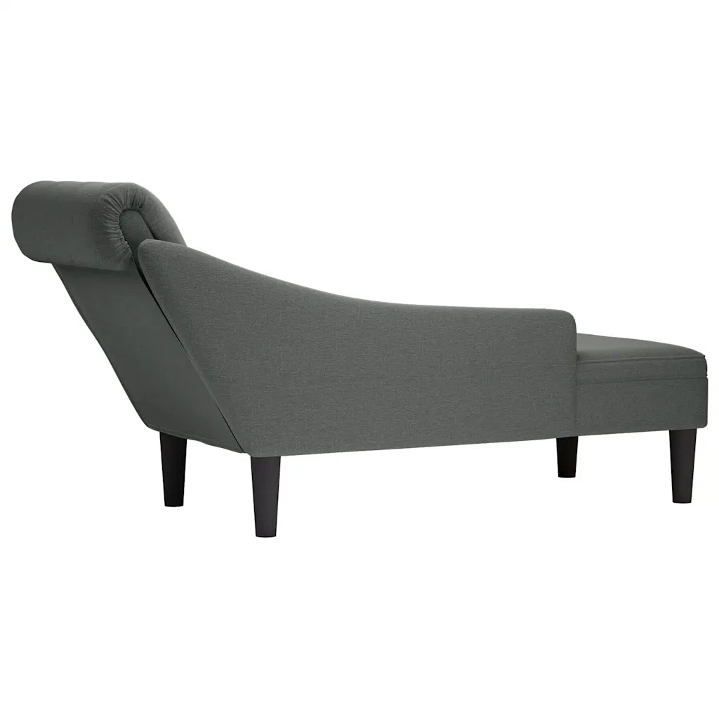 vidaXL Sdraio con Cuscino e Bracciolo Destro in Tessuto Grigio Scuro