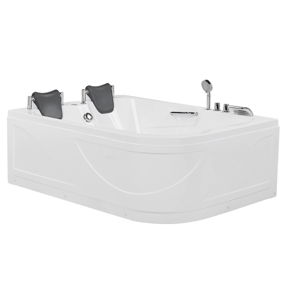 Vasca Idromassaggio Acrilico Bianco 170 x 119 cm Luci LED Subacquee Curvo versione destra Doppio Idromassaggio