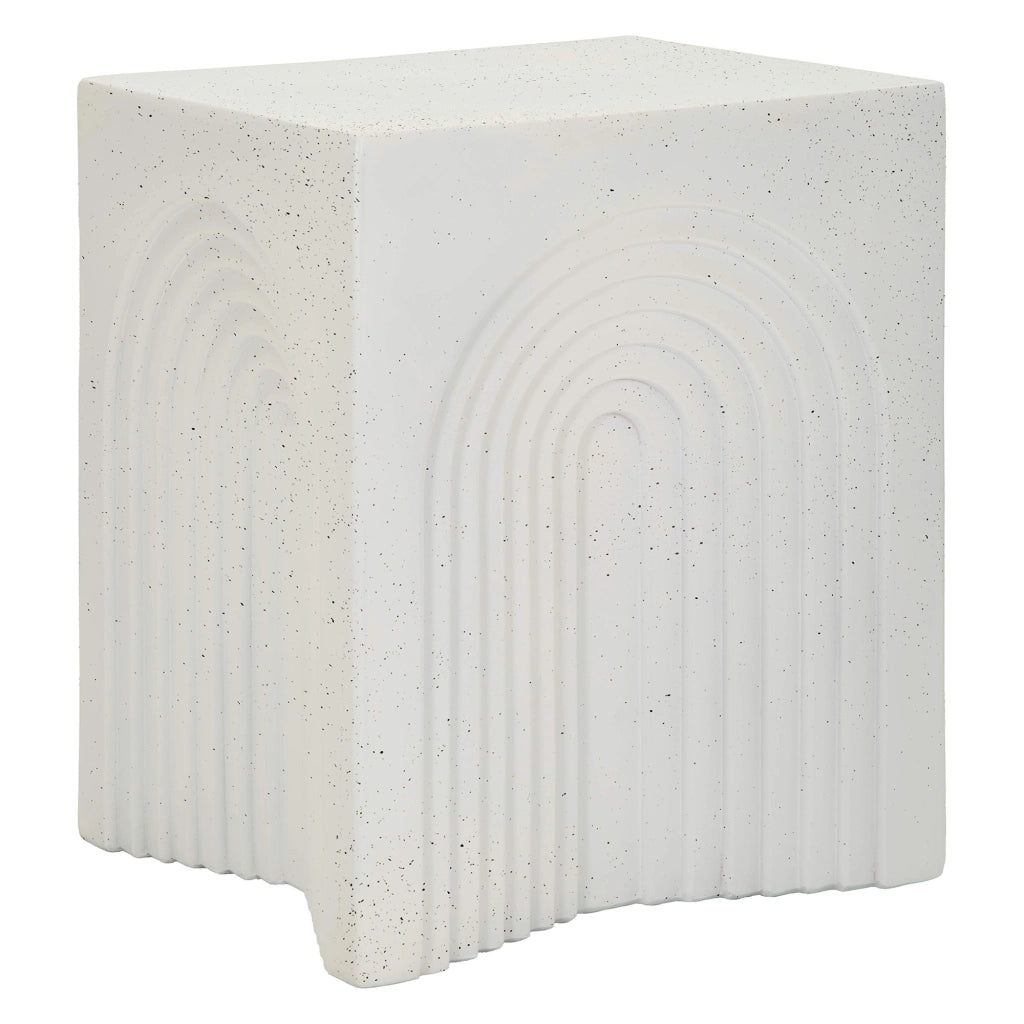 Galato, Tavolino da Salotto Adatto per Indoor/outdoor, 48x58x48h cm Bianco Marmo