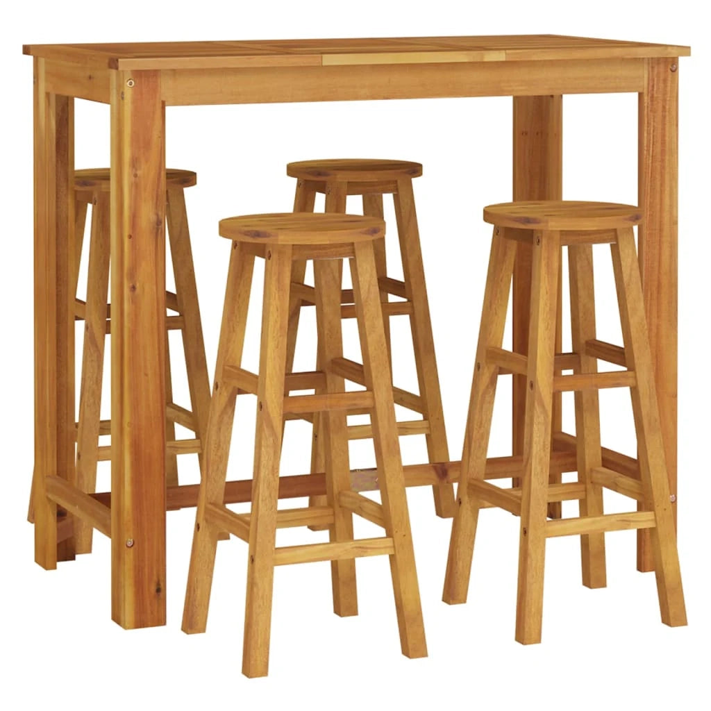 Set da pranzo da giardino per esterni 5 pezzi legno massello di acacia 02_0013755