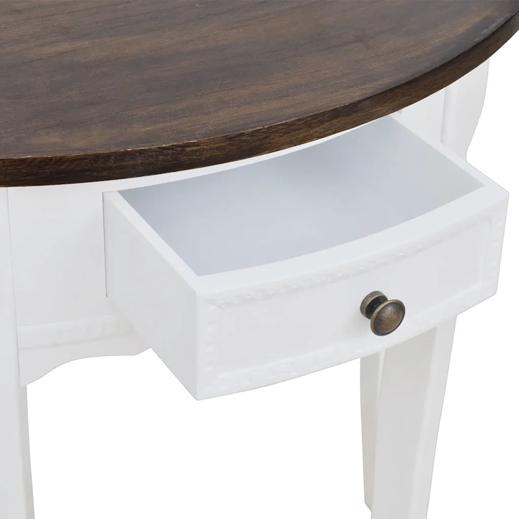 Tavolo Consolle con Cassetto e Piano Marrone Semicircolare 241531