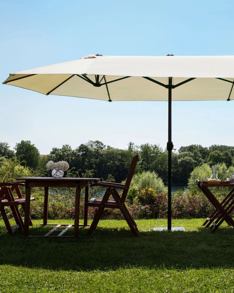 Ombrellone da giardino in tessuto beige alluminio 247 cm resistente agli agenti atmosferici