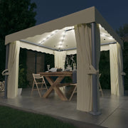 Gazebo con Tende e Stringa di Luci LED 3x3 m Bianco Crema 3070345