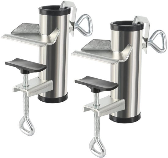 Sostegno per Ombrellone da Balcone 2 Pezzi - Fonderia - Resistente alla Ruggine - Per Ombrellone con Diametro 25-36 mm - Sostegno per Balcone - Bevanda Stabile - Sostegno per Ombrellone