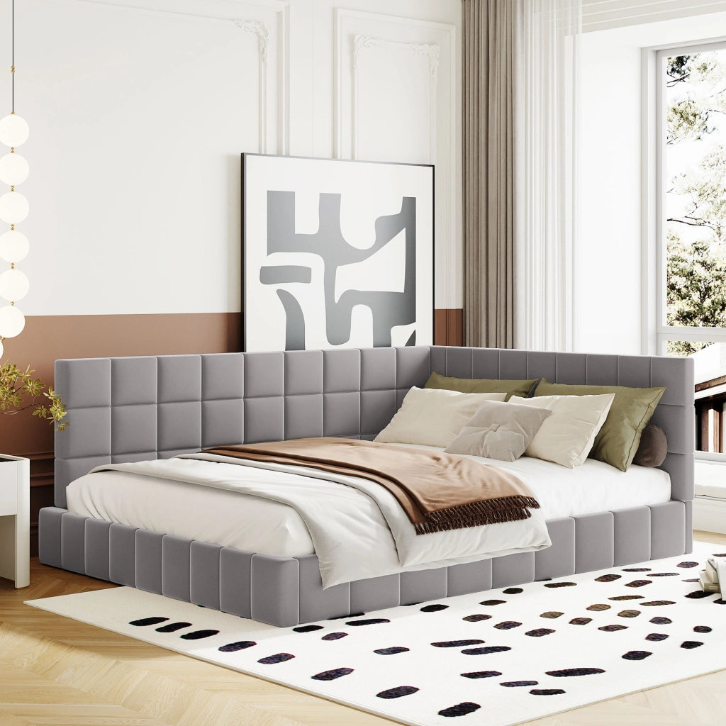 Letto poltrona multifunzione in velluto grigio 140x200 cm