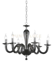 LAMPADARIO RAVEL 8 LUCI ATTACCO E14 NERO E CROMO D.82CM