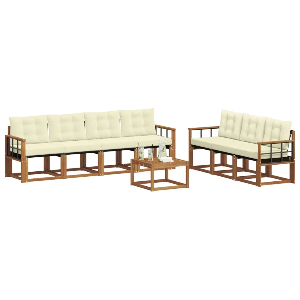 Set di divani da esterno con cuscino 8 pcs Naturale e Crema