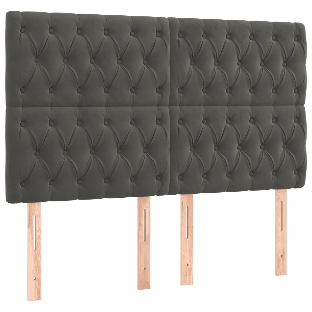 Giroletto a Molle con Materasso Grigio Scuro 140x190 cm Velluto