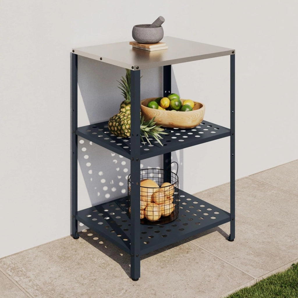 IDMarket - Cucina da esterno a 2 ripiani PAREO in acciaio grigio antracite
