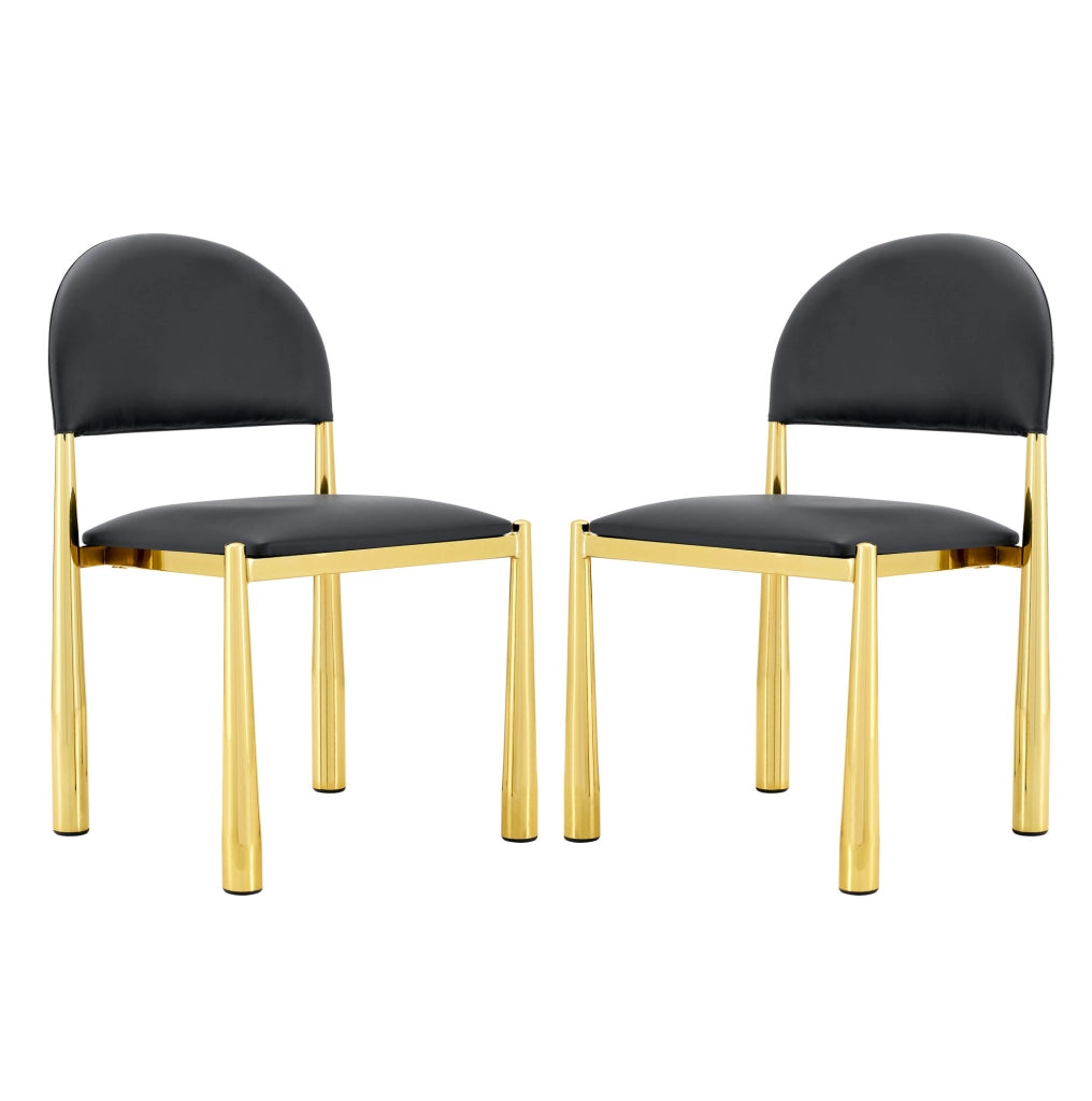 Sedia da pranzo in PU e metallo; schienale ergonomico; nero