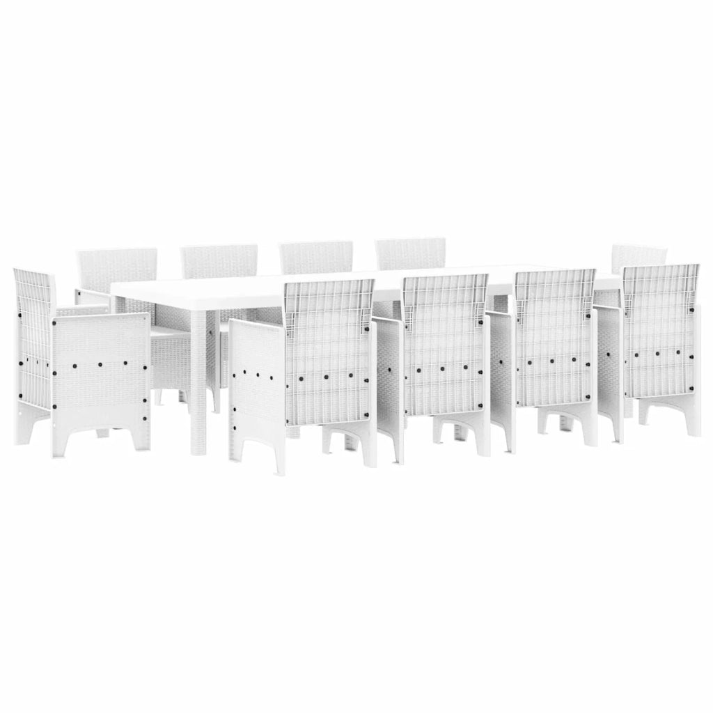 Set da Pranzo per Giardino 11 pcs Bianco Polipropilene