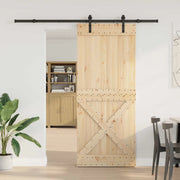Porta scorrevole NARVIK Naturale e Nero 100 x 210 cm (213,5 cm)