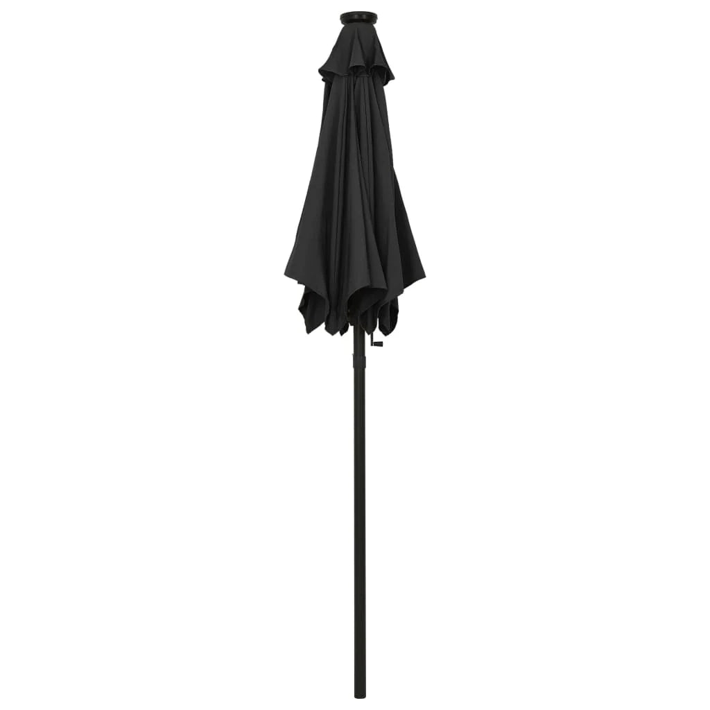 Ombrellone con luci a LED 200 x 211 cm alluminio nero 02_0008091