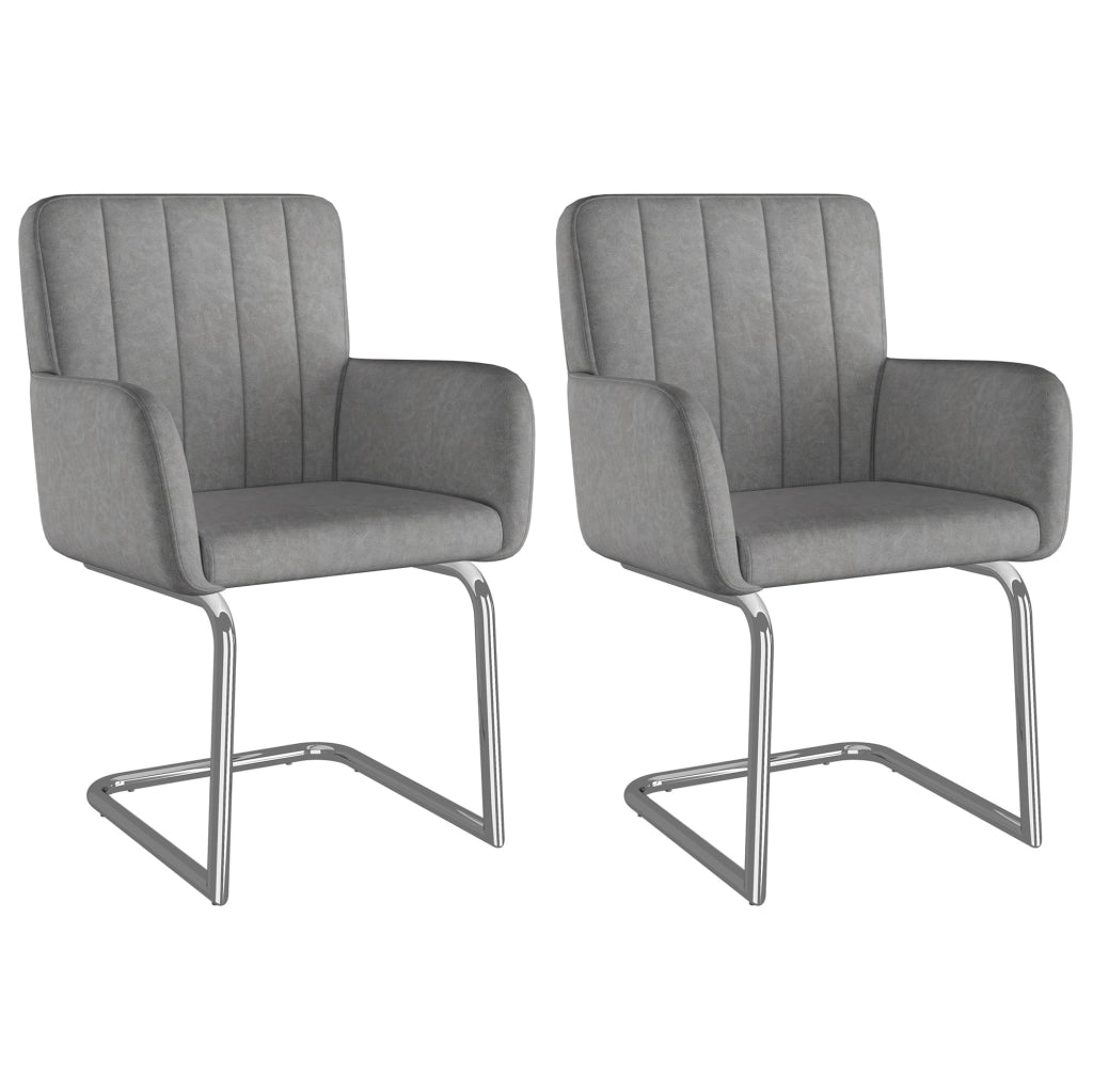 Set di 2 sedie da pranzo grigie in PU con gambe in metallo