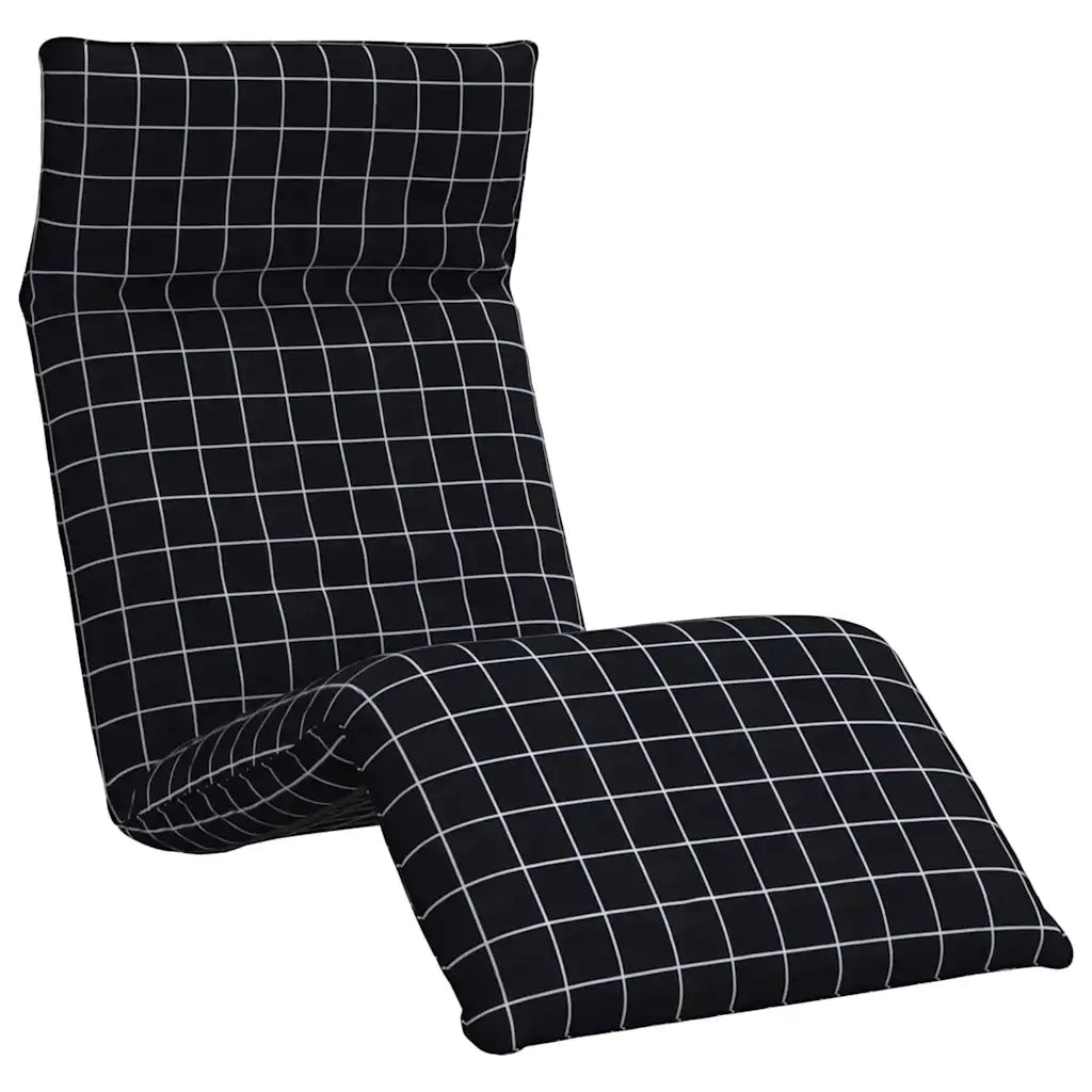 Lettino Pieghevole Quadri Neri 175x54x8,5 cm in Tessuto Oxford 4019762