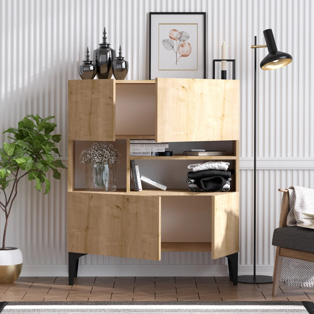 Credenza in legno "Krista" - 100 x 35 x 125 cm - Rovere Zaffiro