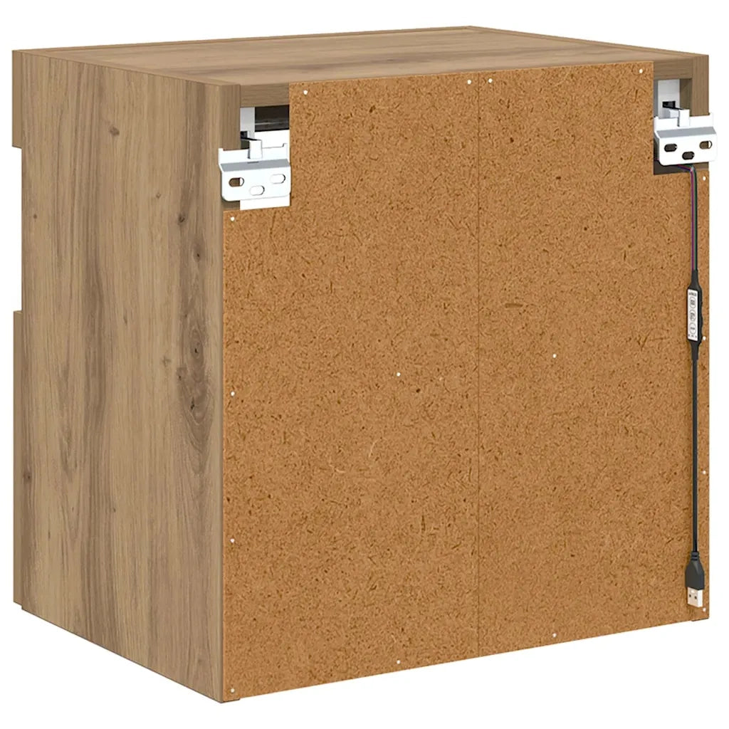 Mobile TV da parete con LED Rovere artigianale 40 x 30 x 40 cm