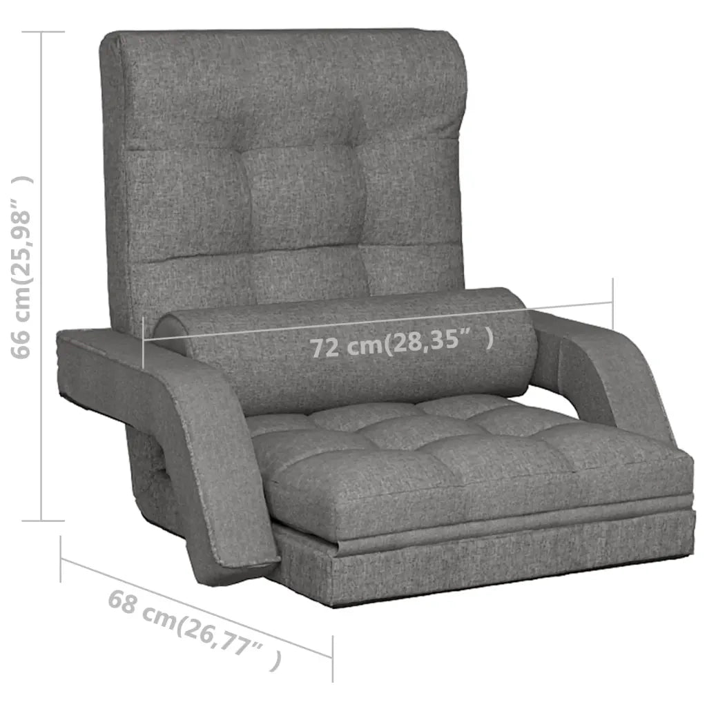 Sedia da Terra Pieghevole Funzione Letto Tessuto Grigio Chiaro 336521