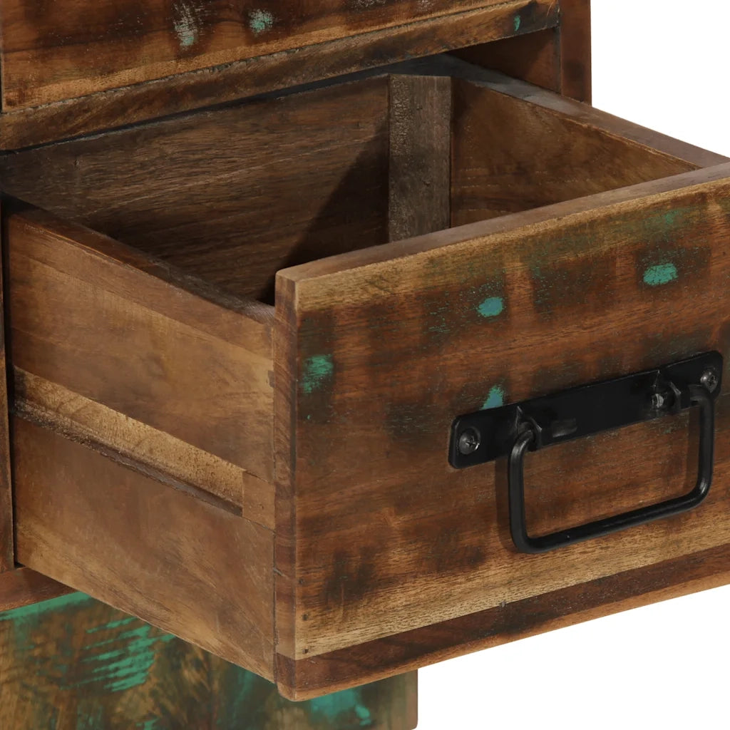 Comodino Multicolore 60x32x80 cm in Legno Massello Recupero 4017531