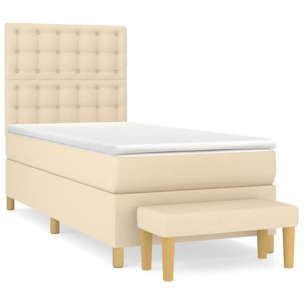 Giroletto a Molle con Materasso Crema 90x190 cm in Tessuto 3137442