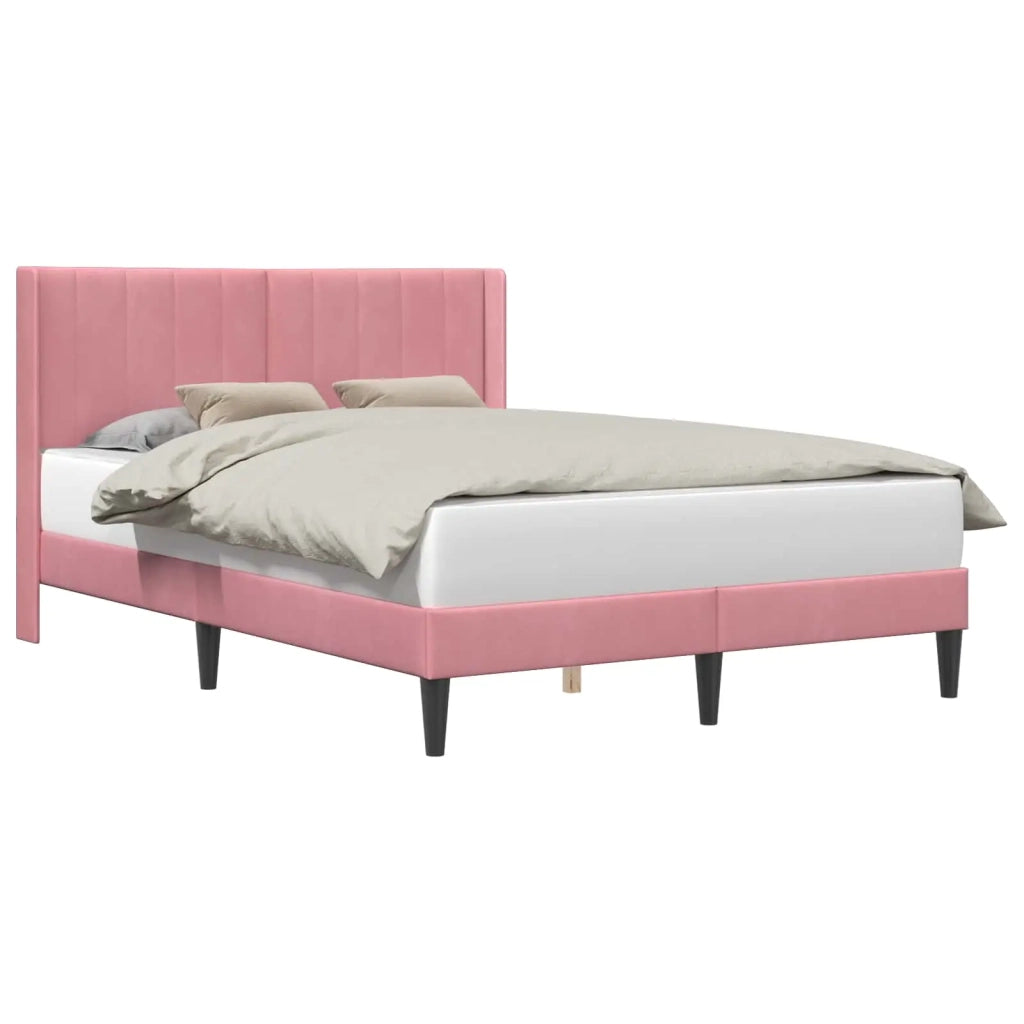 Struttura del letto con testiera Rosa 140 x 200 cm Velluto