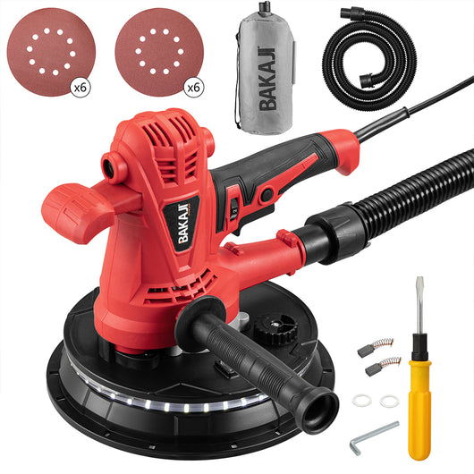 Levigatrice per Muro e Soffitto 1280W Pieghevole Aspirazione Automatica con Sacchetto e Luce LED