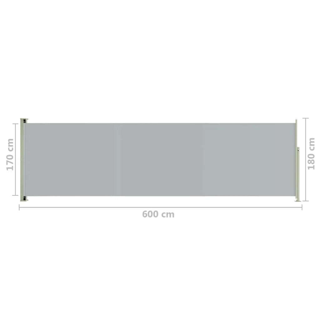 Tenda da sole laterale retrattile 180 x 600 cm grigia 02_0007344