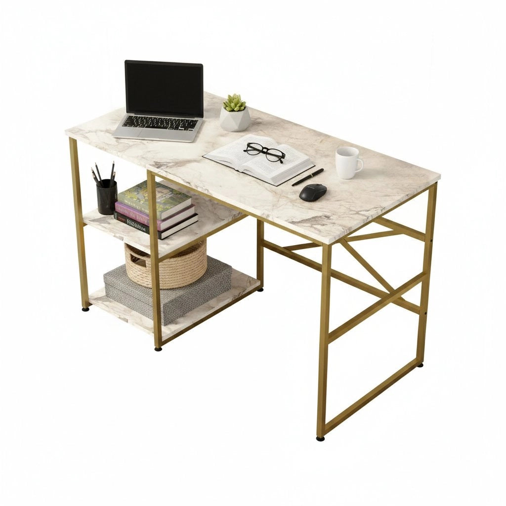 Scorpius, Scrivania 2 Ripiani, 60x120x75h cm oro
