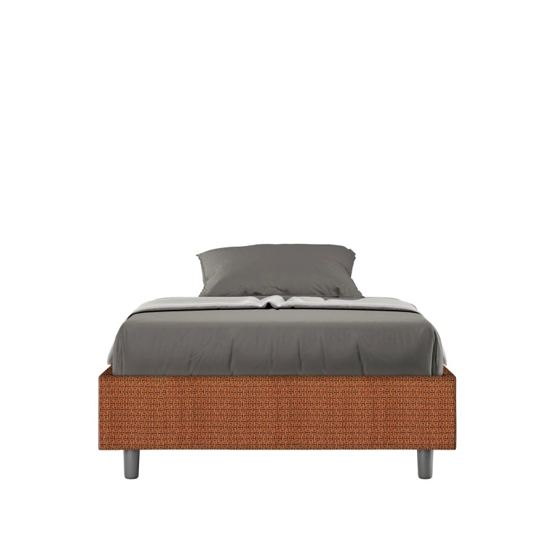 Letto Sommier imbottito 1 piazza e mezza 120x200 cm tessuto Labirinto Azelia - Contenitore,Arancione